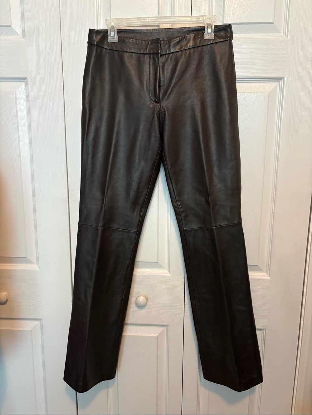 Vakko Women’s Chocolate Brown Genuine Lambskin Leather Straight-Leg Pants